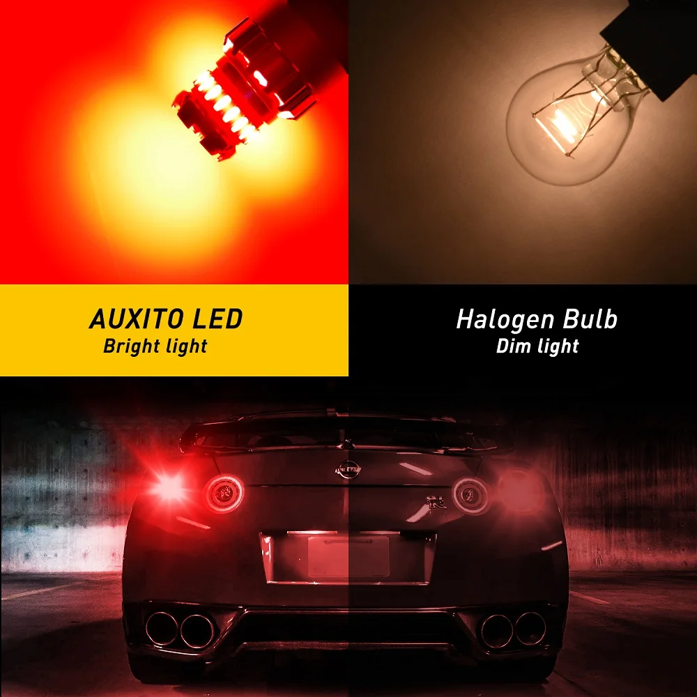 Фото AUXITO 2 шт. T20 7443 W21/5W Светодиодные фонари Красный 7440 W21W WY21W Светодиодная лампа DRL Стоп-тормоз Задний фонарь автомобиля 12 В 6500 К Белый №4