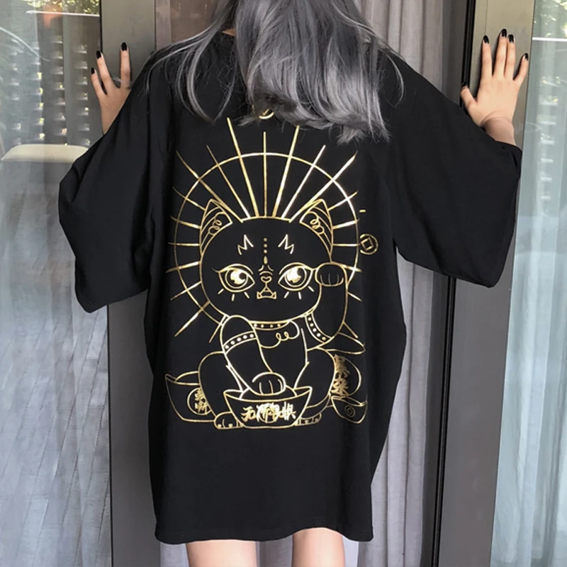 Harajuku с принтом больших размеров женские футболки летняя футболка круглым