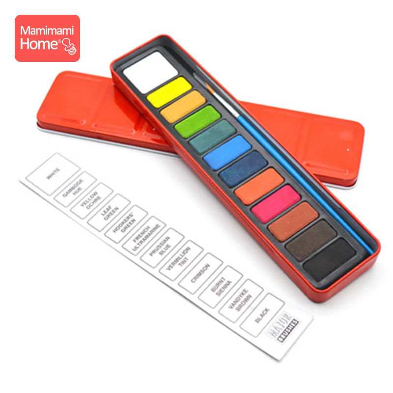 red box 12 Colors 1 набор Пигмент DIY колышки для кукол аксессуары 12-18 цветов развивающие игрушки акварельные игрушки для рисования подарки для медсестры детские товары - Цвет: red box 12 Colors