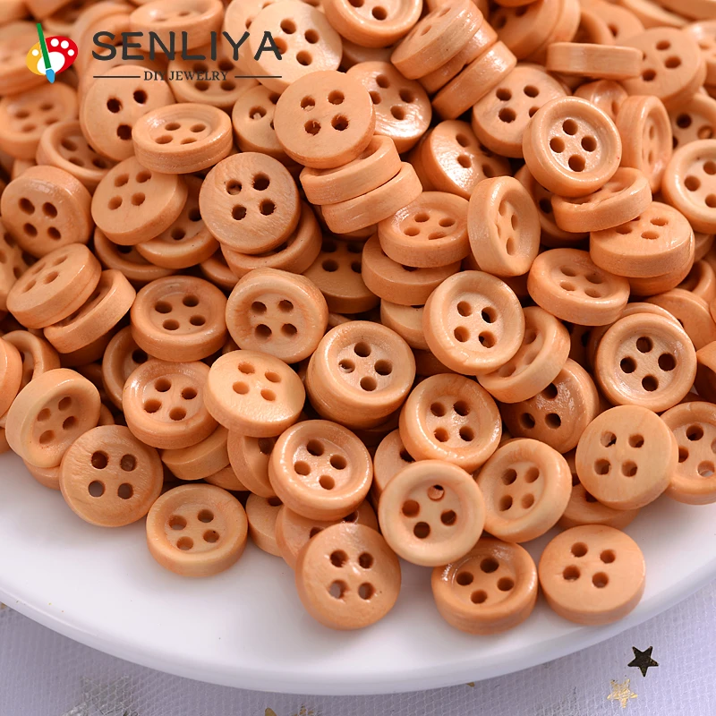 

100/200/300Pcs 4Holes Brown Wooden Button Round 10mm Fit Sewing Scrapbooking Buttons For Craft DIY Mixed Clothing Accessories