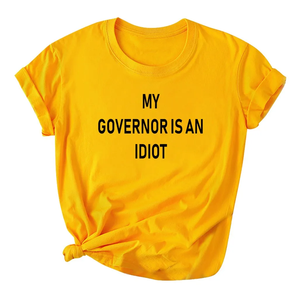 

Summer Original O-Neck Letter Printing Short Sleeve Solid Color Tee Tops Women's T-shirts