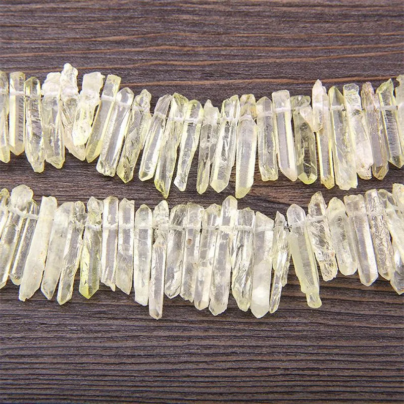 

Mini Natural Crown Quartz Natural Crystal Quartz Point Bead Strand Top Horizontal Drilled Points Polished Aqua Healing Crystal