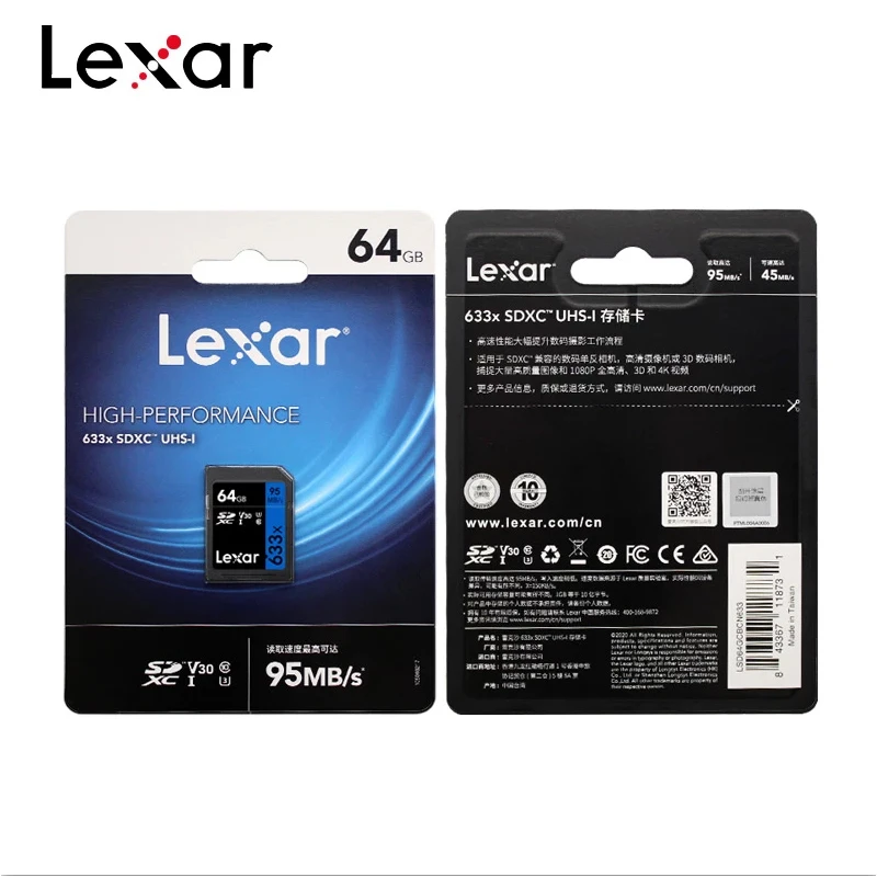 Карта памяти Lexar SD 32 Гб 633X U3 класс 10 128 ГБ UHS I C10 64 карта 256 1667X для камеры|Карты