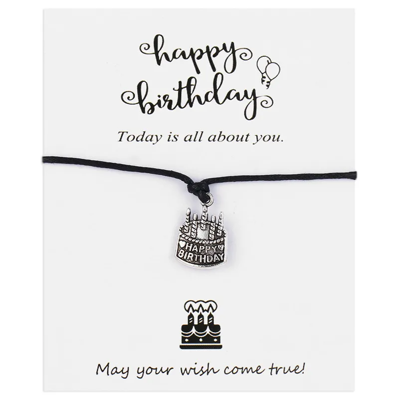 День рождения торт Амулеты карты с браслетом Ручной Работы Сплав Висячие тканые