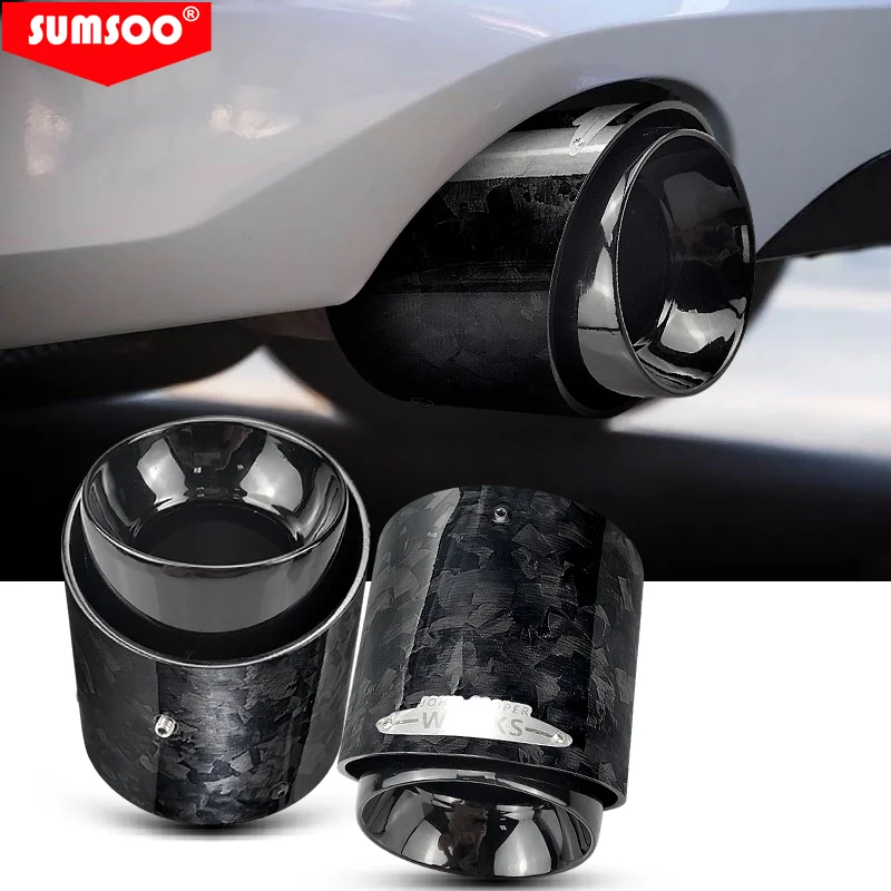 

genuine SUMSOO 1PCS Black Chrome and Forged Carbon Fiber Muffler Tip Fit for Mini Cooper Exhaust Tip R55 R56 R57 R58 R59 R60 R61