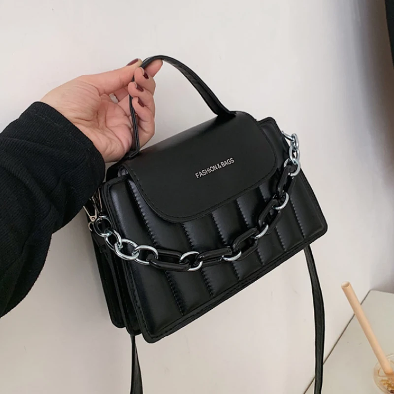 

UOSC Women Girl Messenger Bags 2021 New Portable Simple Fashion Design PU Leather Shoulder Bag Female Chain Crossbody Bags