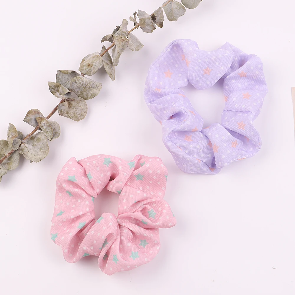 

2022 Spring Summer New Star Printed Hair Scrunchies For Women Girls Elastic Cotton Hair Band Hair Rope Headwear Hair Accessories