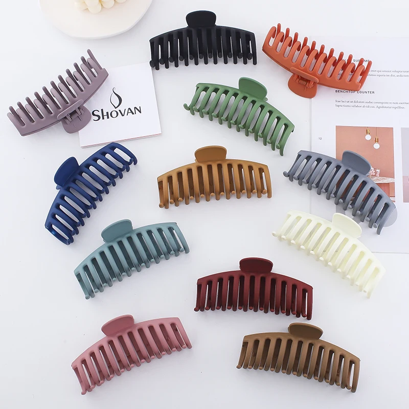 

Korean Version Of the Color Frosted Big Clip SHark Clip Bath Tray Hair Catch Sweet Broken Hair Top Clip Girl Hair Accessories