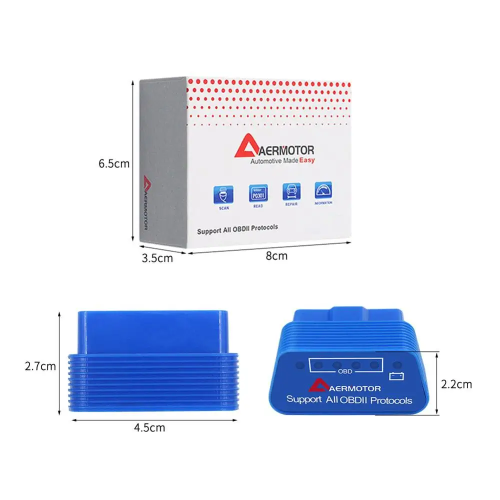 Aermotor ELM327 V1.5 OBD2 Поддержка 9 протоколов автомобильный диагностический тестер