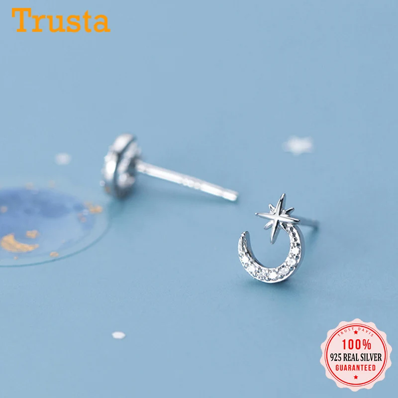 TrustDavis реальные 925 стерлингового серебра прелестные модные туфли с рисунком Луна