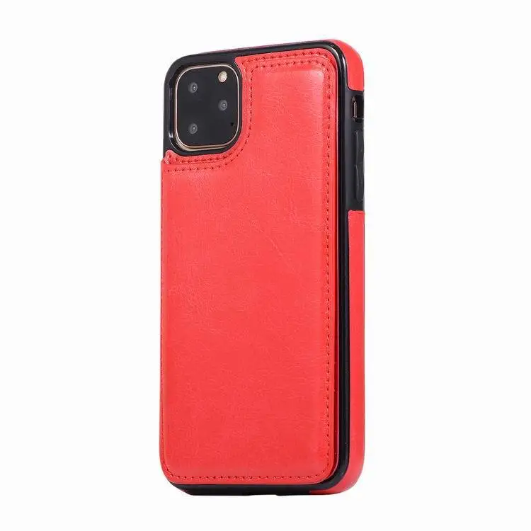 Crazy horse leather phone case for iphone 11 11pro max crazy horse leather iphone x xs xr max bracket leather case 6 7 8 plus - Цвет: gules