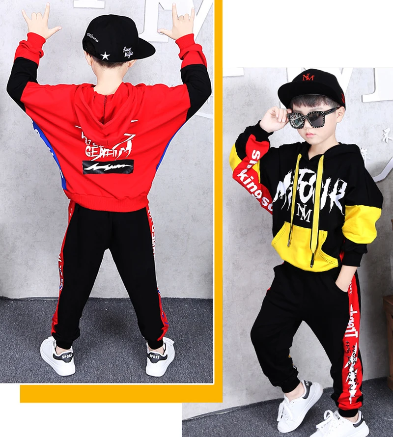 2 Pcs Fashion Children Clothes Set Boys Girls Autumn Hoodies + Haren Pants Cotton Map Tracksuit vetement garcon 8 10 12 14 Years |