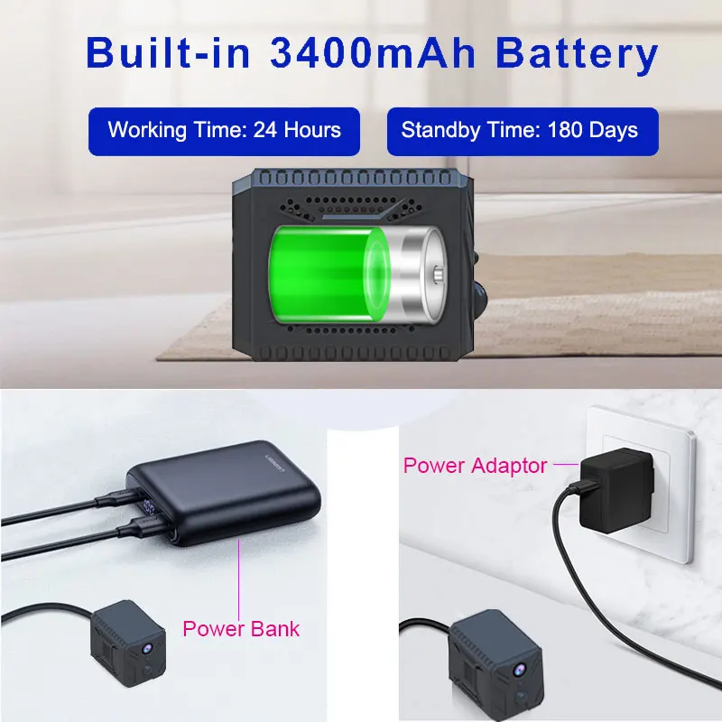 100% Беспроводная Скрытая мини-камера Wi-Fi IP 1080P HD ночное видение ИК Обнаружение