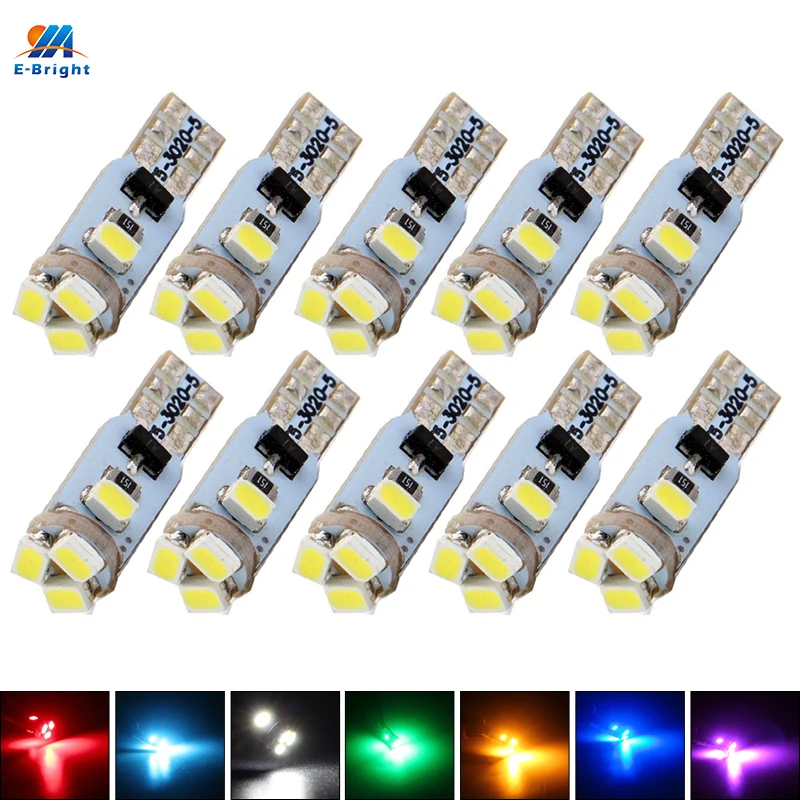 

10 шт. T5 3020 5smd фонарь желтого, синего, зеленого, красного, белого цветов