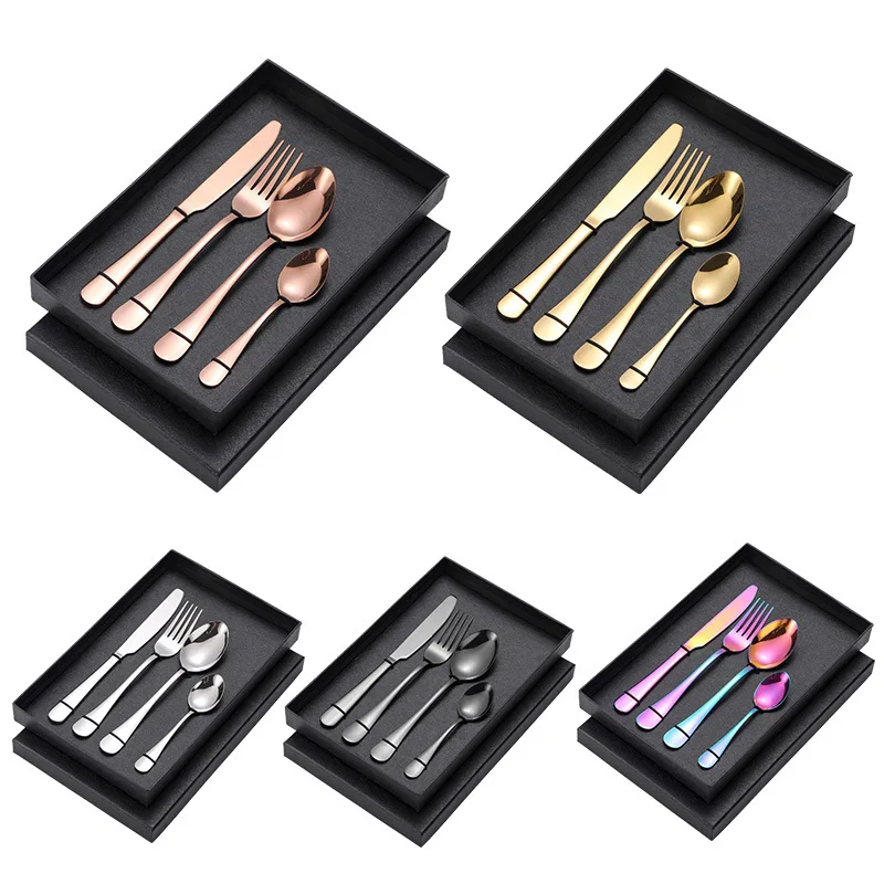 

Stainless steel cutlery cutlery set Cross-border stainless steel cutlery gift box 4-piece set 24-piece set forks and spoon set