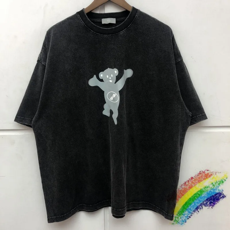 

Vintage We11done T-shirt Men Women High Quality Welldone Tee Bear Logo Print Wash Make Old Oversize Tops New