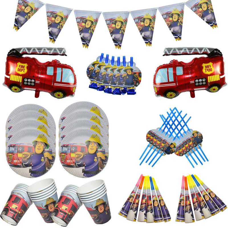 С рисунками из мультфильма Пожарный Сэм День рождения украшения баннер пожарная