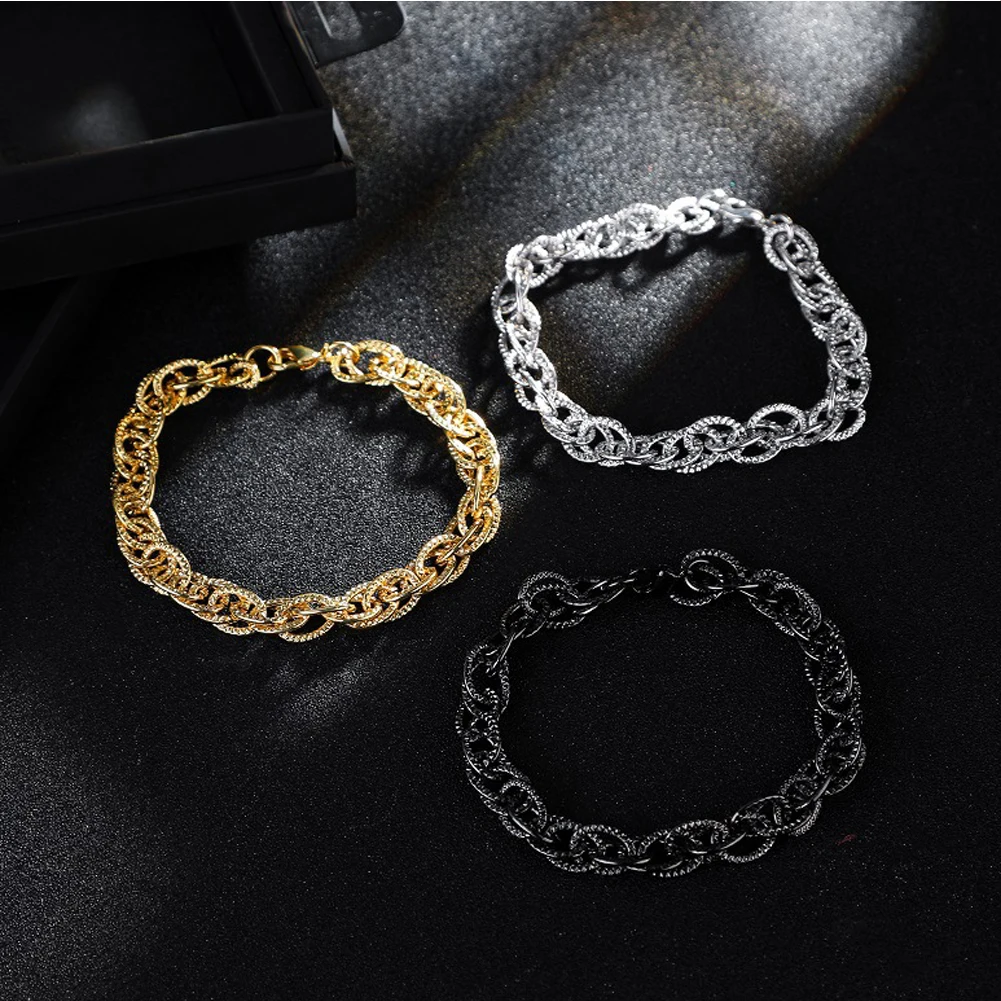 Горячие мужские и женские хип-хоп скрученный круг цепочка унисекс браслет на