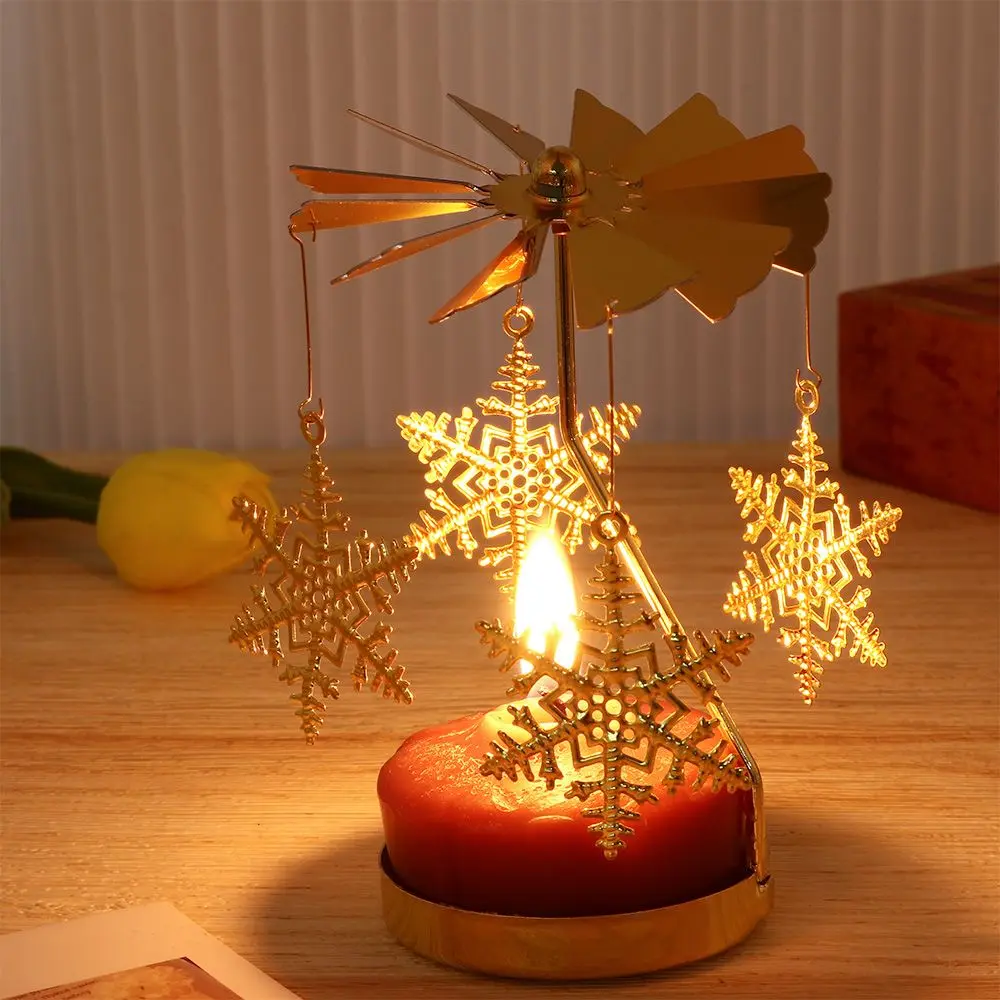 Рождественские подарки в виде снежинки Рождественский вращающийся подсвечник