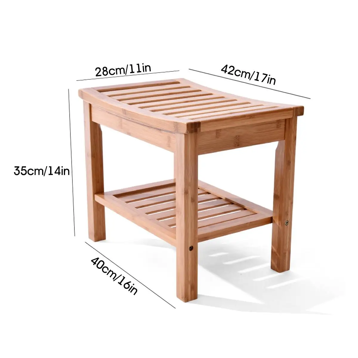 

Multi-Function Non Slip Bamboo Chair Wooden Shower Stool Shoe Bench Bathroom Bench Spa Sauna Chair Shelf for Home Bath Shower