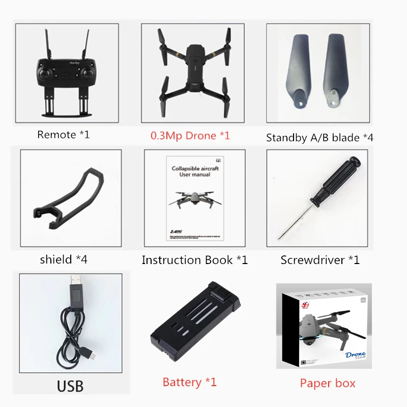 0.3MP 1B Box Дрон wifi FPV широкоугольный HD 1080P камера режим удержания высоты складной рычаг RC Квадрокоптер мини карманные игрушки для бесплатной доставки VS E58 - Цвет: 0.3MP 1B Box
