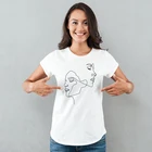 Футболка женская с забавным рисунком лиц, Топ в стиле унисекс с графическим рисунком, с коротким рукавом, с минималистичным рисунком, наряды для лета