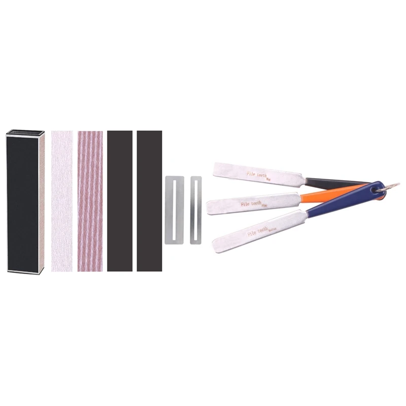 

1 Set Guitar Nut Files Slot Filing Repair Tool Kit & 1 Set Guitar Fingerboard Guard Protector Fret Leveling Sanding Beam