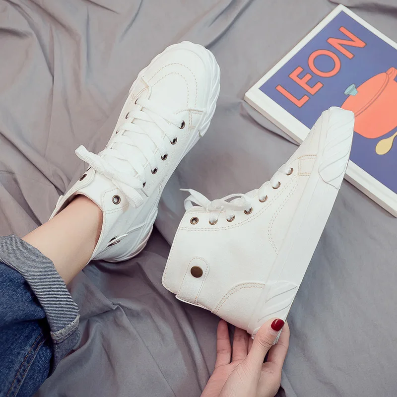 

Women High-top Canvas Shoes Comfortable Sneakers Casual Ladies Winter Sneakers Women Plus Velvet Keep Warm Canvas Shoes O4-15