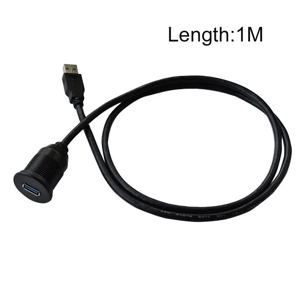 

1M 2M Waterproof Flush Mount USB Dock Adapter Dashboard Pan USB 3.0 Port Male to Female Extension Cable for Car Motorcycle