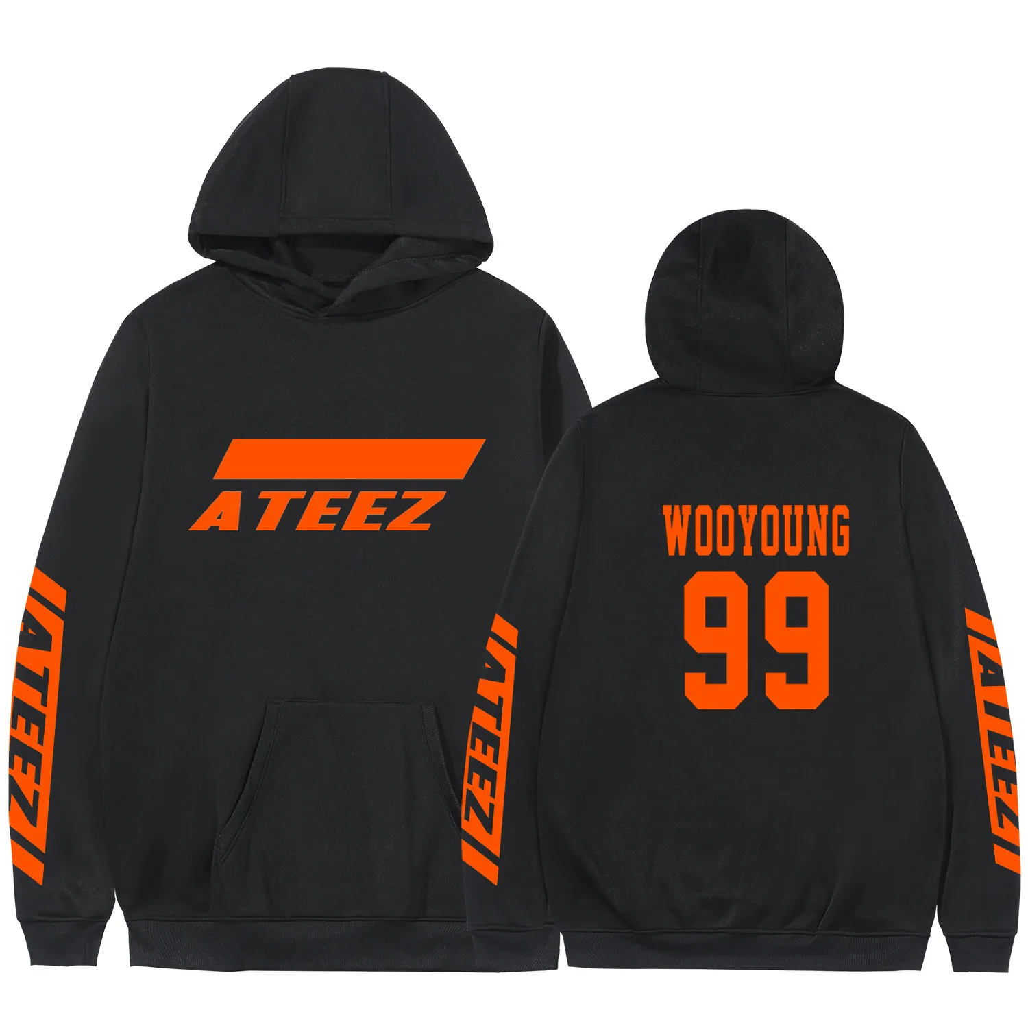Ateez Kpop альбом толстовка с карманом Crewneck флисовая теплая Kawaii Haajuku Зимние толстовки с длинными рукавами