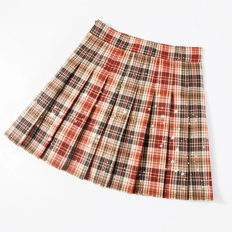 

Vintage Style Skirt Pleated Skirt High Waist Skirt 2021 New Fashion All-match Plaid Pleated Skirt Retro Sexy Skirt Gothic Skirt