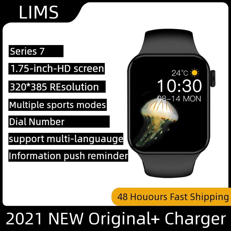 Смарт-часы IWO Серия 7 с пульсометром 2021 мужской и женский браслет фитнес-трекером