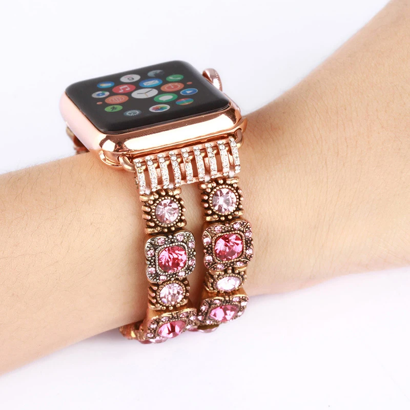 

Gemstone bracelet for Apple Watch 6 SE 5 4 Band 40mm 44mm iWatch serie 4/5/6/SE Vintage bracelet for Apple watch band 42mm 38mm