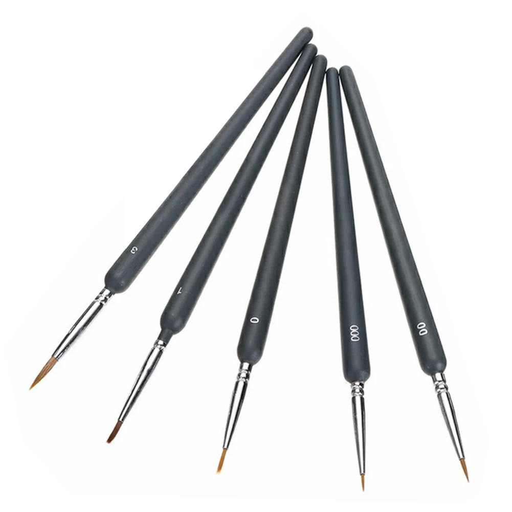 

5pcs/set School Painting Tool Detail Paint Brush Miniature Model Maker Fine Tip Wooden Handle Drawing Artist Nail Art Watercolor