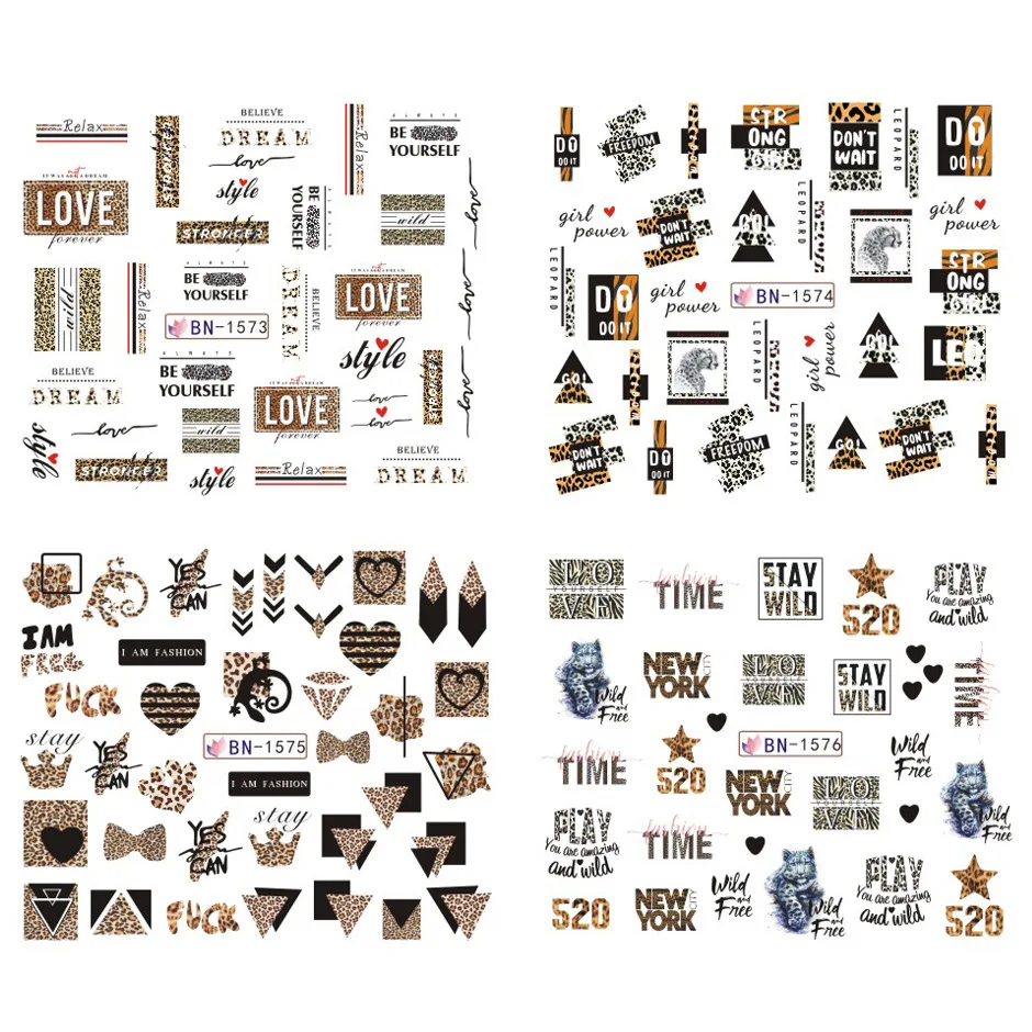 

12pcs Sexy Manicure Wraps Tattoo Foils Sliders Transfer Decalsleopard Nail Sticker