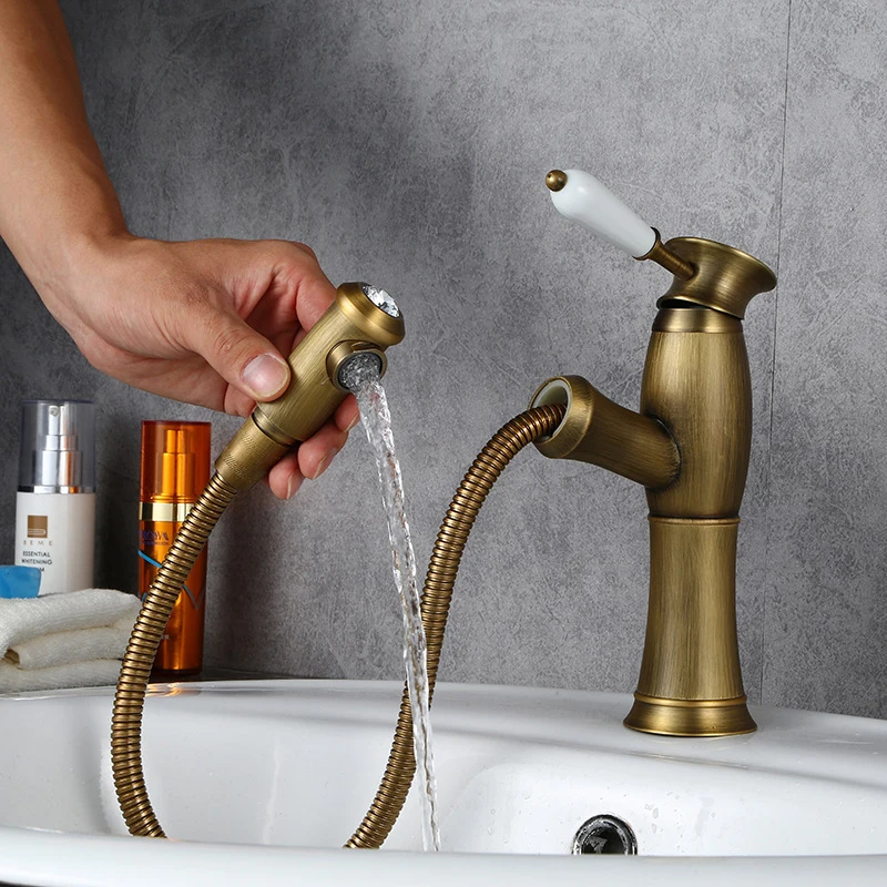 Латунный выдвижной смеситель Wetips для раковины с холодной и горячей водой