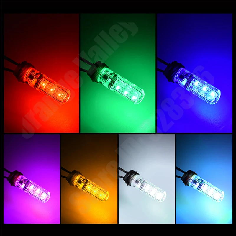 10set RGB Silica Gel T10 W5W 194 501 6 5050 SMD Car Leds Auto Interior Lamps Strobe Flash Lights With Remote Controll | Автомобили и