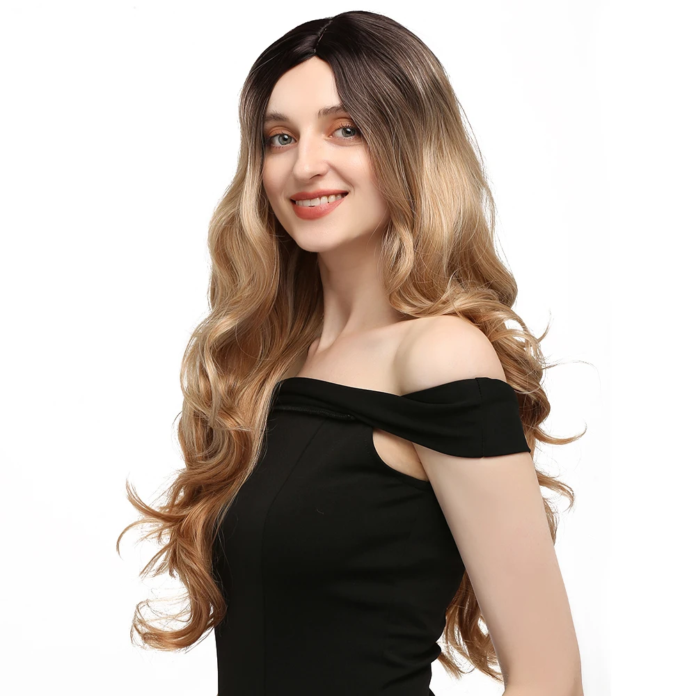Мёд блондинка синтетические парики для женский черный корень Романтический
