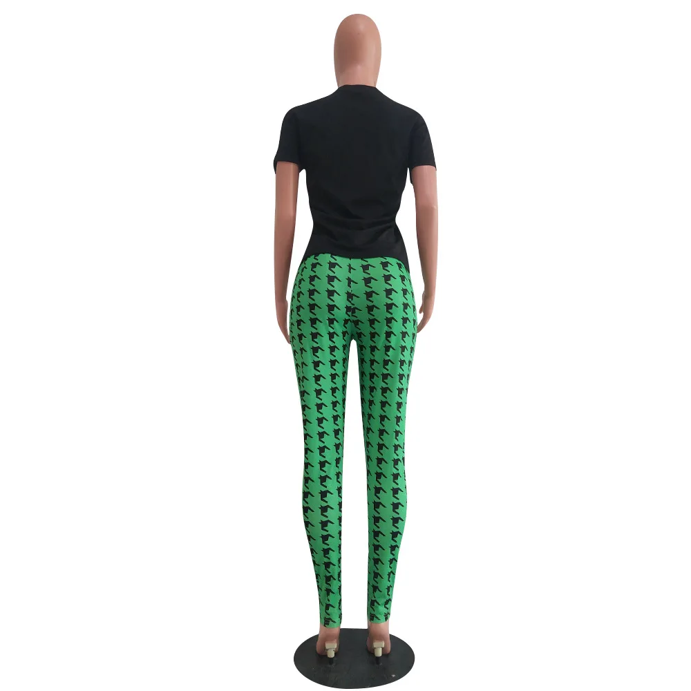 

2020 New Hot SellingCasual Suit Round Neck Lip Print T-shirt Pants Two-piece Suit European and American Women's Clothes