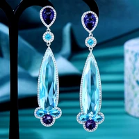 kellybola 2022 new trend kleins blue fashion water drop zirconia earrings womens party daily anniversary moroccan jewelry