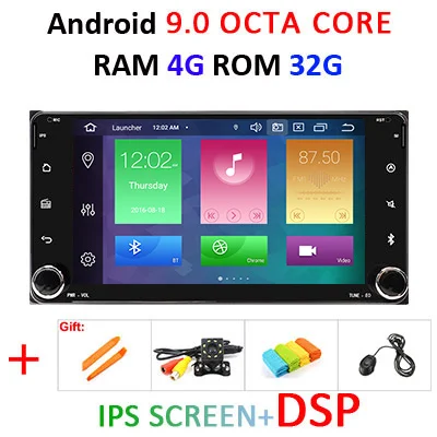 Android 9,0 64G DSP ips экран автомобильный gps для Toyota универсальный RAV4 COROLLA VIOS HILUX Terios Land Cruiser 100 PRADO без dvd плеера - Цвет: 9.0 4G 32G IPS DSP