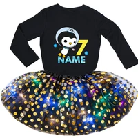 kids girls sequined dress sets birthday party 2 pc dresslong sleeve t shirt kids design your name and number birthday present