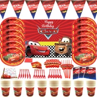 disney lightning mcqueen cars kids birthday party supplies disposable tableware plate napkin straw baby shower party decorations