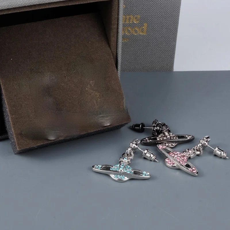 

Nana Punk Cross Full Diamond Saturn Stud Earrings for Women