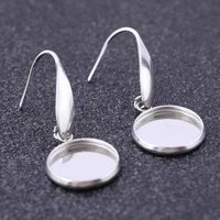 10pcs stainless steel 10mm 12mm cabochon earring base dangle ear wire hooks findings diy bezel setting blanks for earrings
