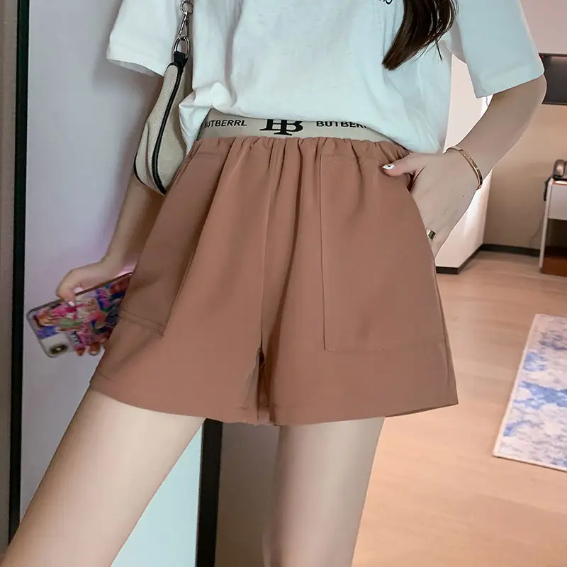 

Women's high waisted shorts 2021 new slim and versatile wear casual wide leg tooling Black Loose summer hot pants