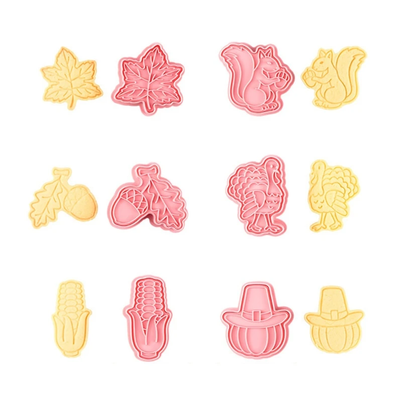 

P82D Plastic Cookie Mold Thanksgiving Cookie Cutters Biscuits Stamper Cutters Cake Decorating Children Biscuits Baking Gadget