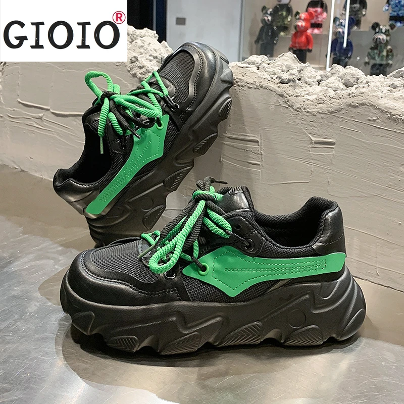 

Кроссовки женские на платформе, массивные, на шнуровке, Вулканизированная подошва, повседневная обувь, дизайнерские, для тенниса, на осень