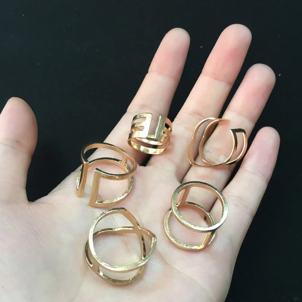 Женское кольцо в этническом стиле Золотое Двухслойное ретро набор простых колец