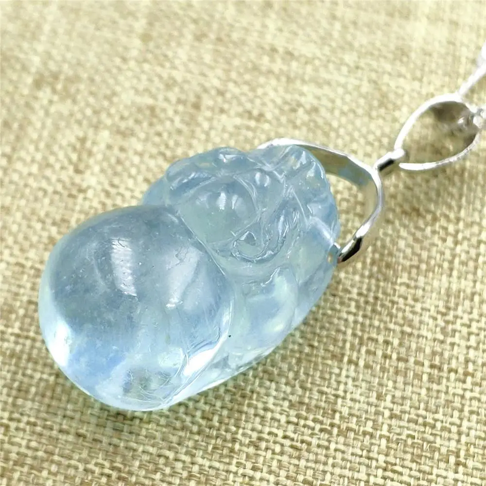 

22x16x10mm Natural Blue Aquamarine Pendant Pi Xiu Carved From Brazil Women Men Fashion Stone Jewelry Necklace AAAAA